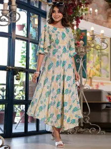 Peachmode Floral Printed Chiffon Maxi Dress