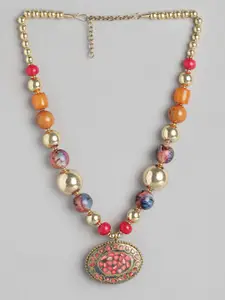 RICHEERA Gold-Plated Artificial Stones & Beads Necklace