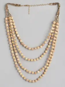 RICHEERA Gold-Plated Layered Artificial Beads Necklace