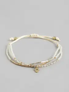 RICHEERA Women Gold-Plated Artificial Beads Multistrand Bracelet