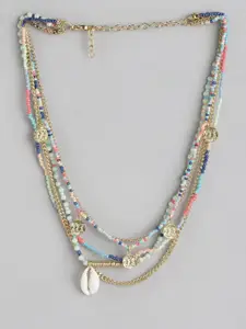 RICHEERA Gold-Plated Artificial Beads Layered Necklace