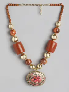 RICHEERA Gold-Plated Artificial Stones & Beads Necklace