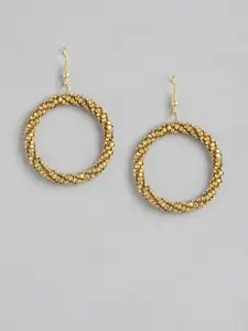 RICHEERA Gold-Plated Circular Artificial Beads Drop Earrings