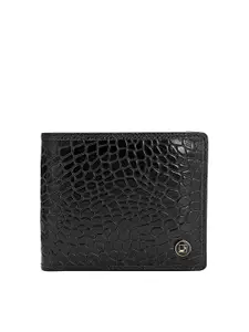 Da Milano Men Floral Textured Leather Two Fold Wallet