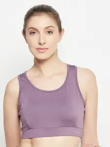 Clovia Purple Full Coverage Removable Padding Racerback Sports Bra With All Day Comfort