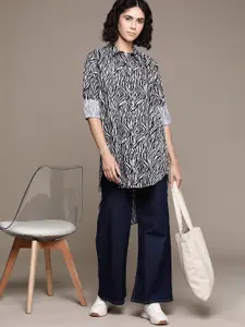 Roadster Women Animal Printed Longline Casual Shirt