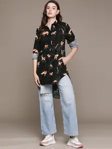 Roadster Women Conversational Printed Longline Casual Shirt
