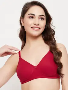 Clovia Maroon Full Coverage Underwired Non-Padded Cotton Everyday Bra With All Day Comfort