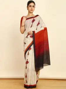 Soch Floral Printed Pure Linen Saree