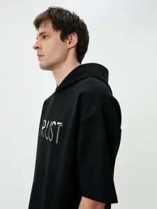 Koton Typography Printed Hooded Long Sleeves Pullover Casual Sweatshirt
