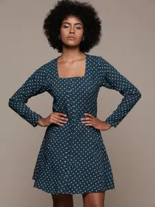 Roadster Polka Dot Print A-Line Mini Dress