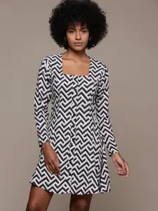 Roadster Geometric Print A-Line Mini Dress