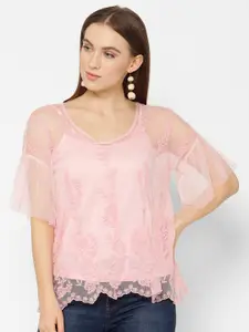 HOUSE OF KKARMA Floral Embroidered Bell Sleeves Top