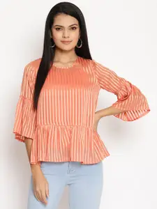 HOUSE OF KKARMA Striped Bell Sleeves Top