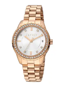 ESPRIT Women Embellished Stainless Steel Bracelet Style Straps Analogue Watch ES1L395M0055