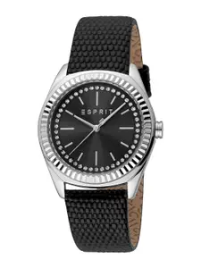 ESPRIT Women Embellished Dial & Leather Straps Round Analogue Watch ES1L383L1015