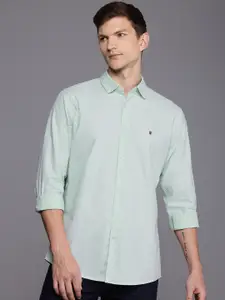 Louis Philippe Jeans Pure Cotton Self Design Textured Slim Fit Opaque Casual Shirt