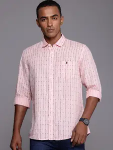 Louis Philippe Jeans Linen Cotton Slim Fit Opaque Striped Casual Shirt