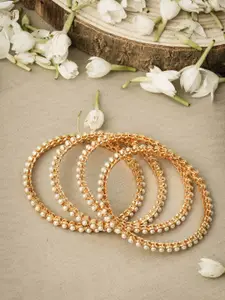 Mirraw Set of 4 Gold Plated Artificial Beads Studded Bangles