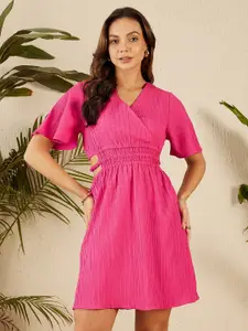 Marie Claire V-Neck Flared Sleeve Empire Dress