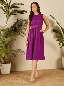 Marie Claire Round Neck Sleeveless A-Line Midi Dress