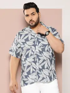 Sztori Plus Size Men Classic Floral Printed Casual Shirt