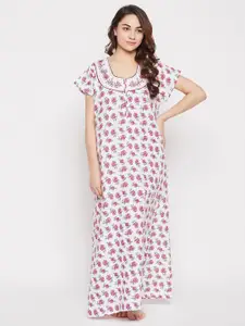 Clovia Printed Cotton Maxi Nightdress