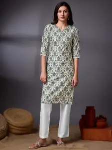 KALINI Ethnic Motifs Printed Thread Work Kurta