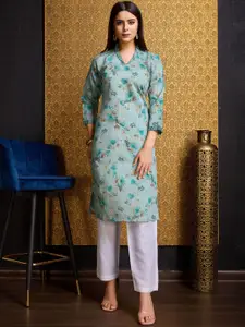 KALINI Floral Printed Flared Sleeves A-Line Kurta