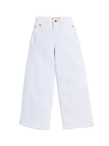 Knit N Knot Girls Wide Leg High-Rise Clean Look Cotton Jeans