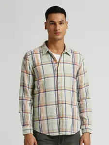 Pepe Jeans Checked Spread Collar Curved Cotton Casual Shirt