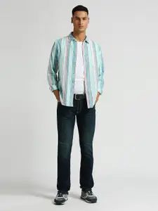 Pepe Jeans Striped Spread Collar Cotton Curved Casual Shirt