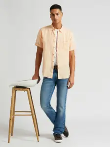 Pepe Jeans Button-Down Collar Curved Linen Casual Shirt