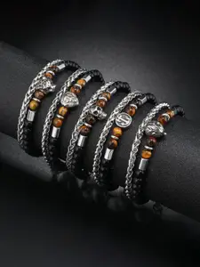 SALTY Men Set Of 5 Stainless Steel Link Bracelet