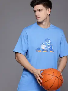 ADIDAS Men Summer Logo Pure Cotton Basketball T-shirt