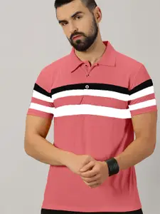 AUSK Striped Polo Collar Short Sleeves Cotton T-shirt