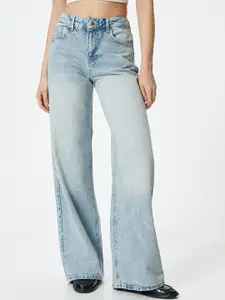 Koton Women Straight Fit High-Rise Clean Look Heavy Fade Stretchable Jeans