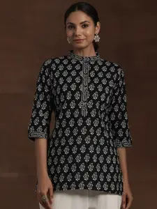 Libas Floral Block Printed High Neck Pure Cotton Straight Kurti
