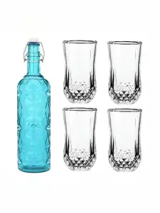 1ST TIME Blue & Transparent 5-Pcs Bottle & Glasses Set