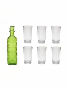 1ST TIME Green & Transparent 7 Pcs Water Bottle & Glasses