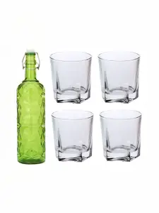 1ST TIME Green & Transparent 5-Pcs Bottle & Glasses Set