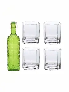 1ST TIME Green & Transparent 5 Pieces Bottle & Glasses Set