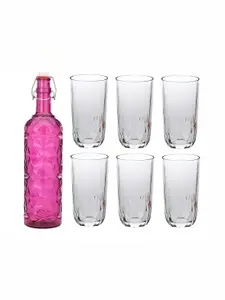 1ST TIME Pink & Transparent 7 Pieces Bottle & Glasses