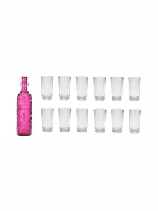 1ST TIME Pink & Transparent 13 Pieces Bottle & Glasses Set