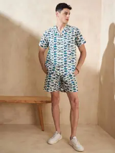 DENNISON Printed Pure Cotton Shirt & Shorts Co-Ord