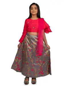 BAESD Girls Embroidered Ready to Wear Lehenga & Blouse With Dupatta