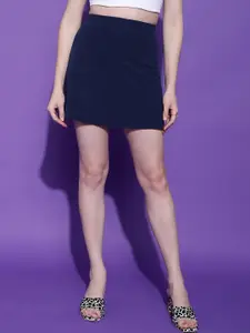 Stylecast X KOTTY Basics Blue Straight Hem Above Knee Length Skirt
