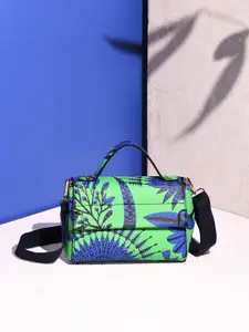Accessorize Printed Oversized Structured Satchel with Fringed