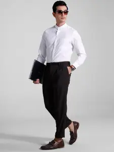 INVICTUS Slim Fit Self Design Textured Band Collar Pure Cotton Formal Shirt