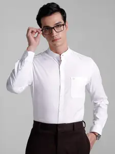 INVICTUS Pure Cotton Self Design Textured Slim Fit Opaque Formal Shirt